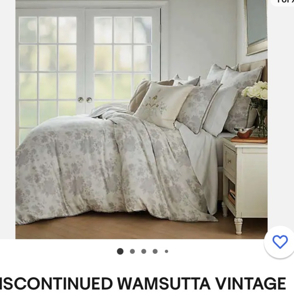 Dinan Wamsutta Vintage 29” Square Linen Decor Bedding Accent Pillow Floral Grey